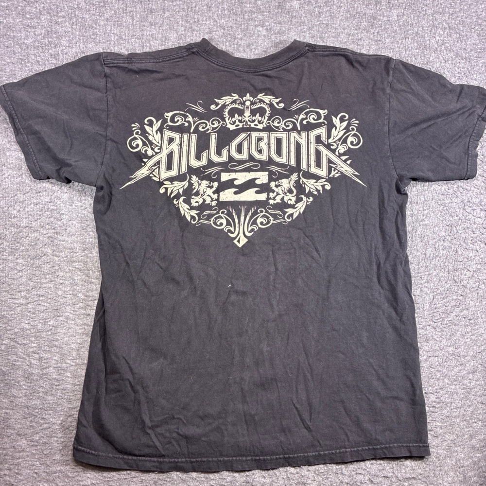 Vintage Billabong Graphic T-Shirt Men Large Black Surf Skate Crest Logo Y2K Rare